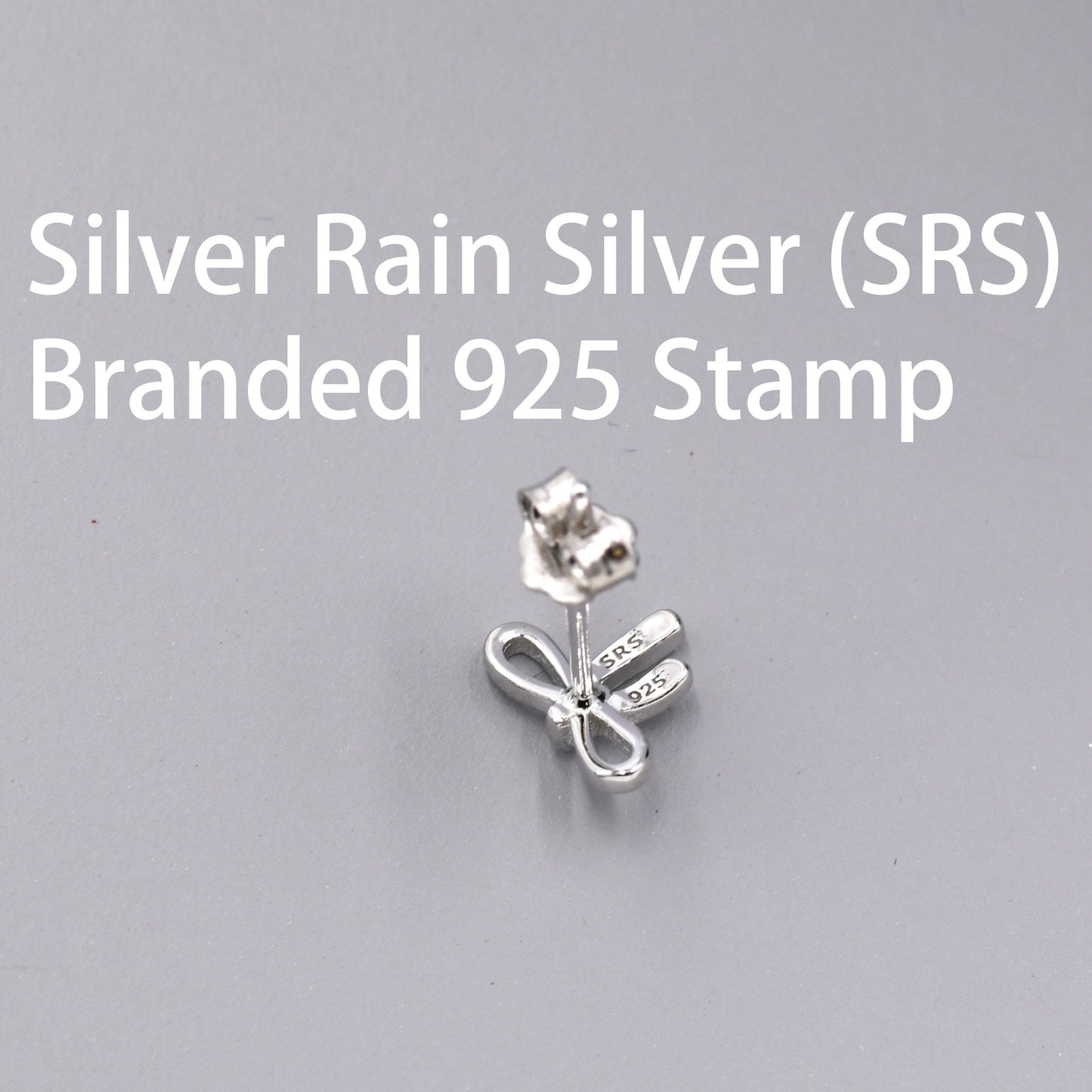 Ribbon Bow Stud Earrings in Sterling Silver, Silver or Gold, Dainty Earrings, Bridesmaid's Jewellery