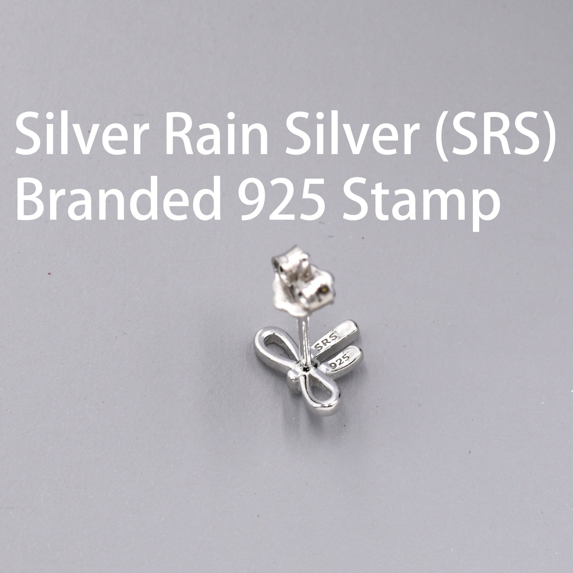 Ribbon Bow Stud Earrings in Sterling Silver, Silver or Gold, Dainty Earrings, Bridesmaid's Jewellery