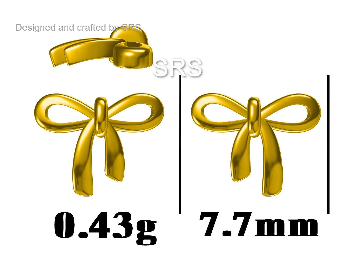 Ribbon Bow Stud Earrings in Sterling Silver, Silver or Gold, Dainty Earrings, Bridesmaid's Jewellery