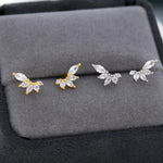 CZ Cluster Stud Earrings in Sterling Silver, Silver or Gold, Dainty Marquise Crystal Earrings, Bridesmaid's Jewellery