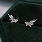 CZ Cluster Stud Earrings in Sterling Silver, Silver or Gold, Dainty Marquise Crystal Earrings, Bridesmaid's Jewellery