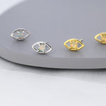 Opal Eye Stud Earrings in Sterling Silver, Silver or Gold, Eye Earrings, Opal Earrings