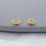 Opal Eye Stud Earrings in Sterling Silver, Silver or Gold, Eye Earrings, Opal Earrings