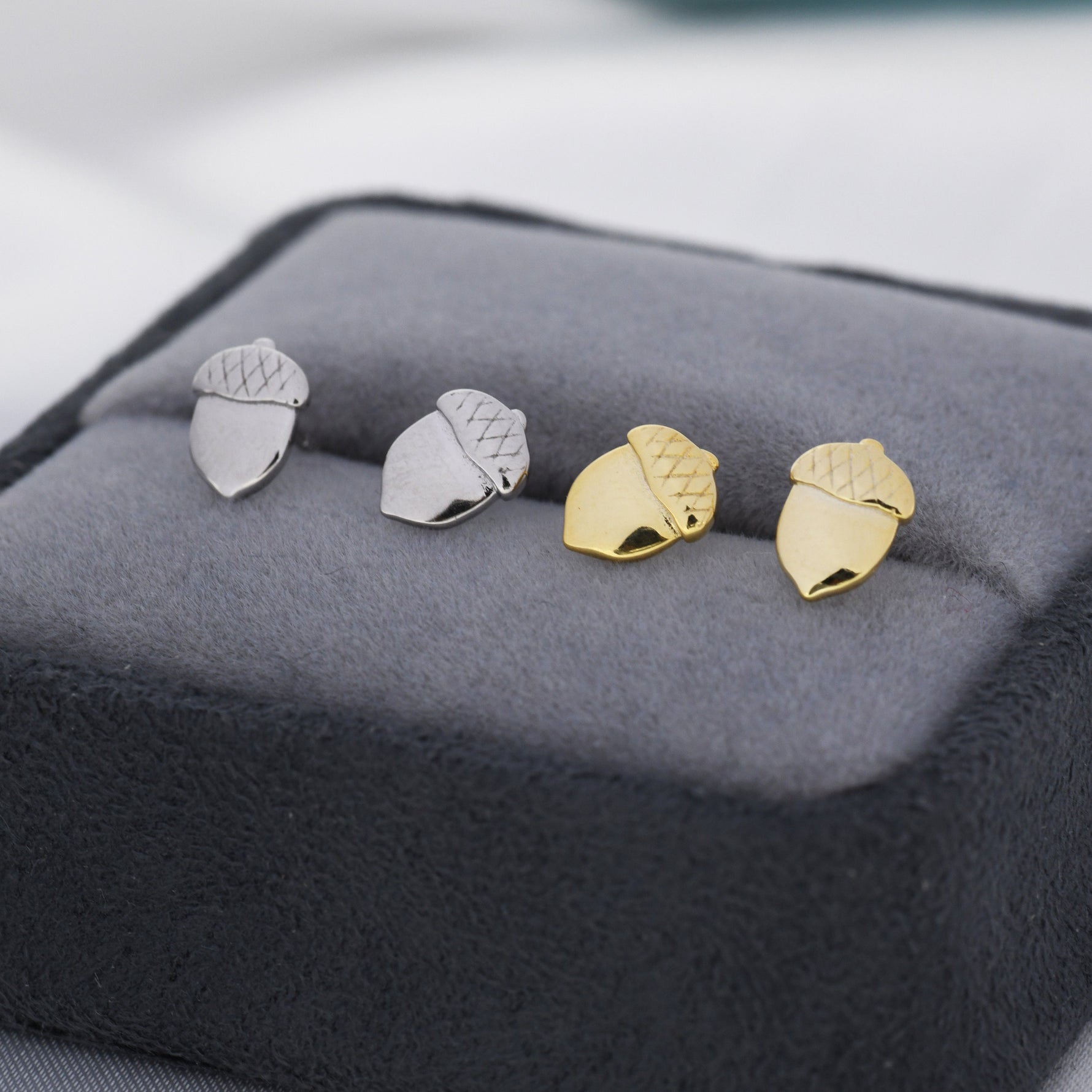 Acorn Stud Earrings in Sterling Silver, Silver or Gold, Acorn Nut Earrings