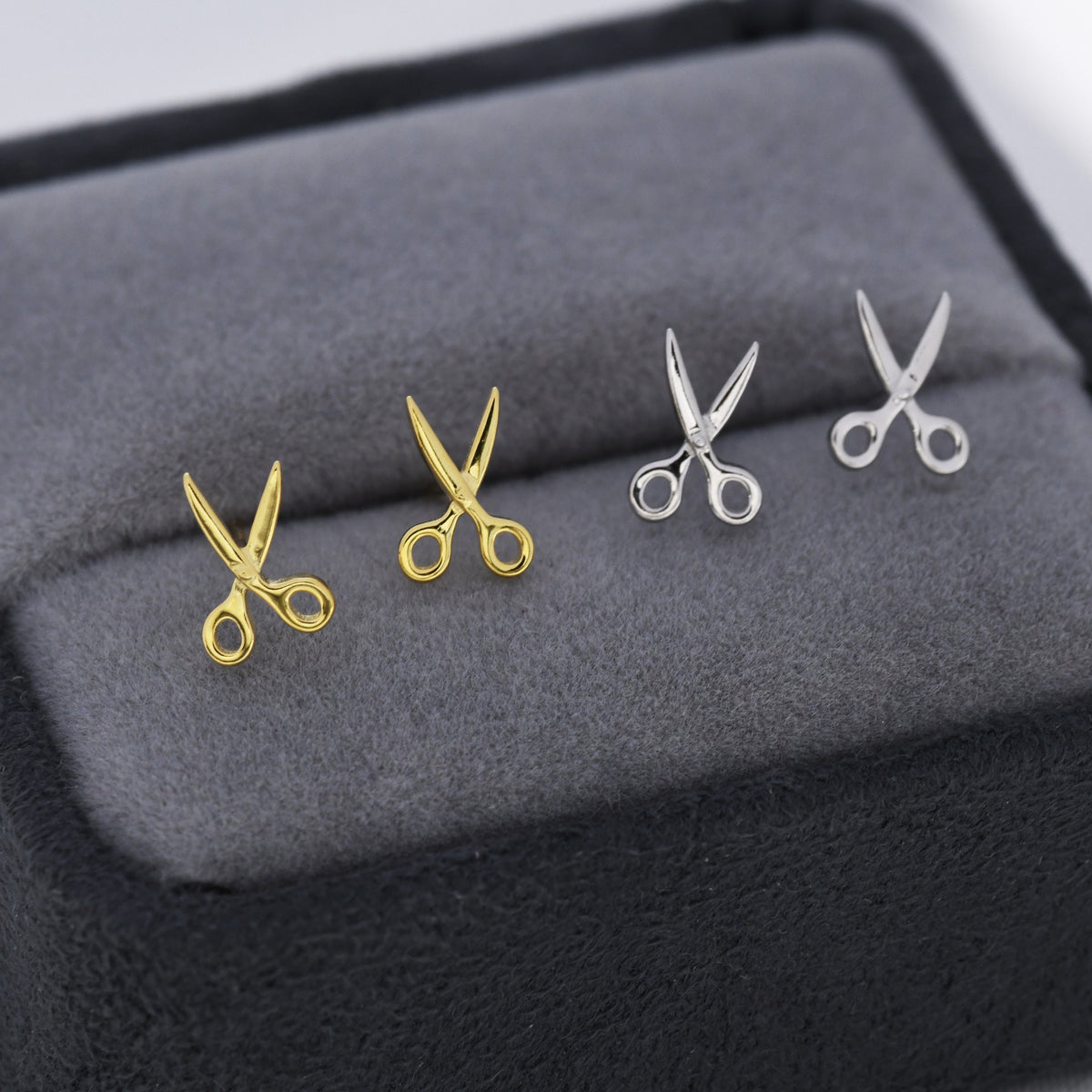 Scissors Stud Earrings in Sterling Silver, Silver or Gold, Scissor Earrings