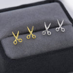 Scissors Stud Earrings in Sterling Silver, Silver or Gold, Scissor Earrings