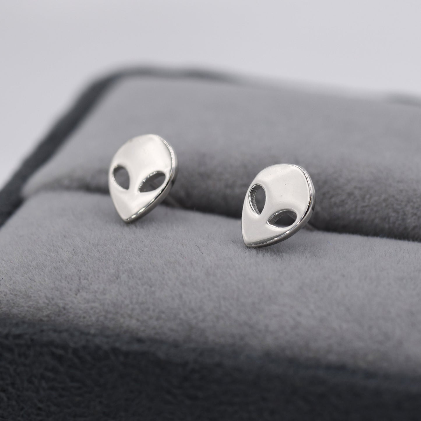 Alien Stud Earrings in Sterling Silver, Silver or Gold, UFO Earrings, Fun and Quirky Jewellery
