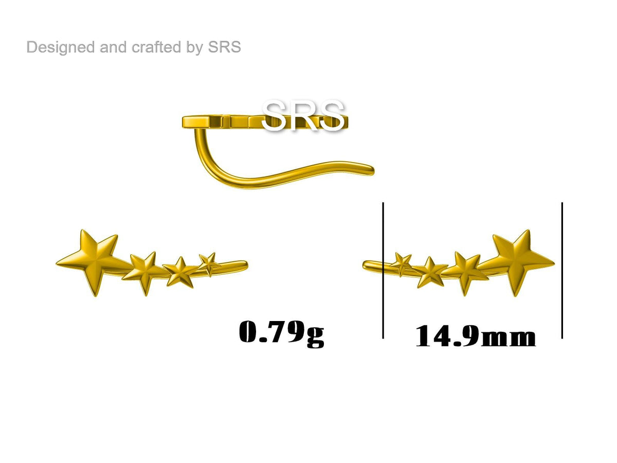 Shooting Star Crawler Earrings in Sterling Silver, Silver or Gold or Rose Gold, Star Ear Crawlers, Ear Climbers, Star Earrings