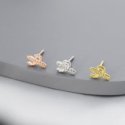 Extra Tiny Cactus Stud Earrings in Sterling Silver, Silver, Gold or Rose Gold,  Dainty Stacking Earrings, Nature Inspired