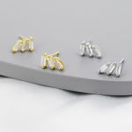 Baguette CZ Trio Stud Earrings in Sterling Silver, Silver or Gold, Irregular Shaped CZ Cluster Earrings, Stacking Earrings
