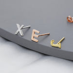 ONE Small Initial Letter Stud Earring in Sterling Silver, Silver, Rose Gold, Gold, Personalised, Alphabet Letter Monogram