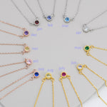 Sterling Silver Tiny Birthstone Necklace with CZ Crystals, Silver, Gold or Rose Gold, 3mm Extra Tiny CZ Necklace