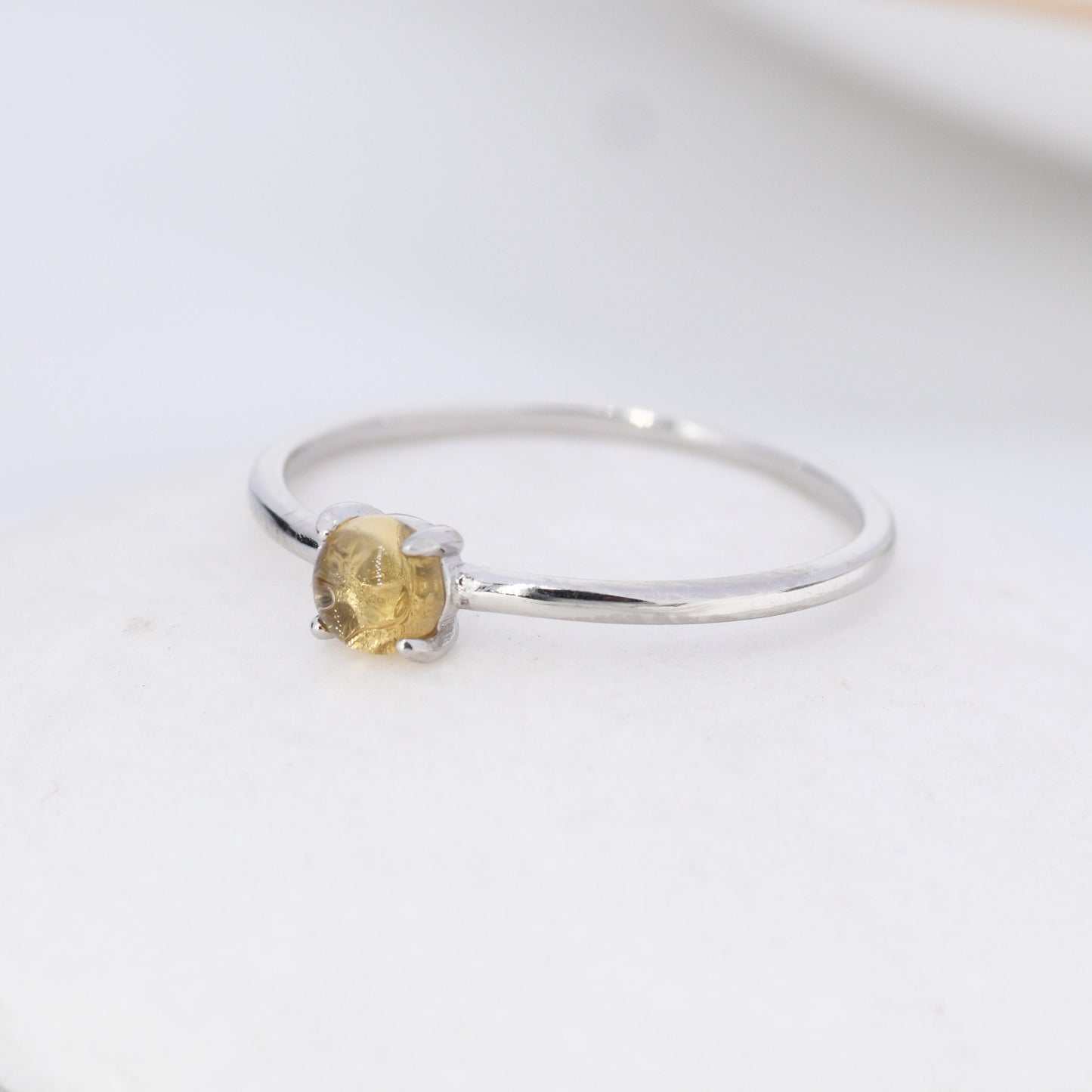 Genuine Citrine Crystal Ring in Sterling Silver, US 5 - 8, Natural Yellow Citrine Ring, November Birthstone Ring