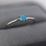 Genuine Turquoise Stone Ring in Sterling Silver, US 5 - 8, Natural Blue Turquoise Ring, December Birthstone Ring