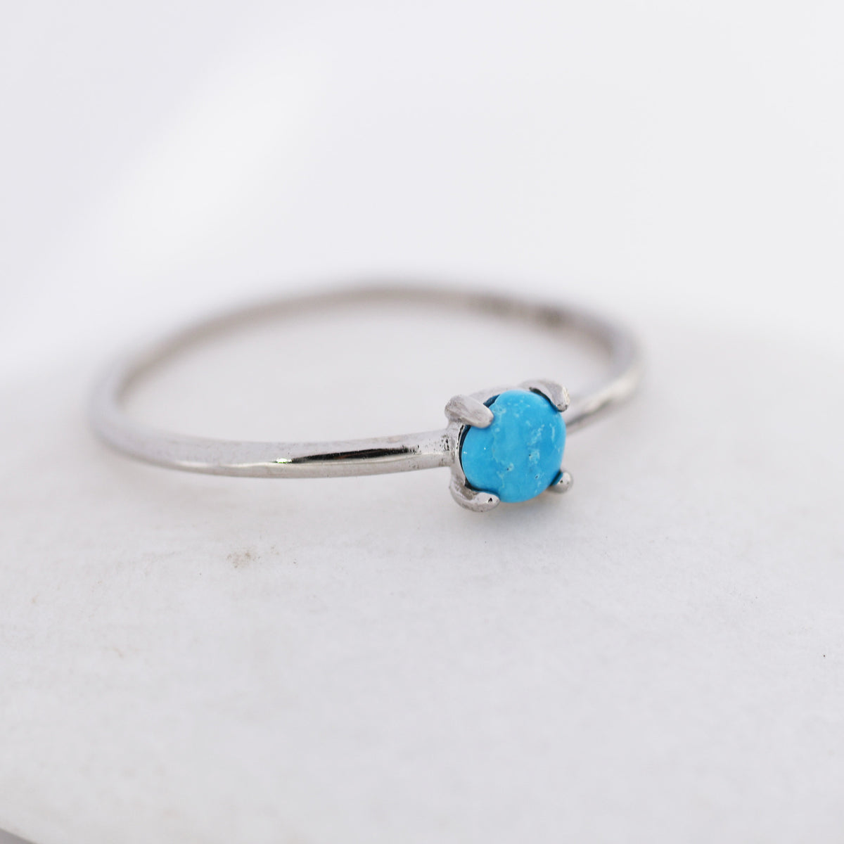 Genuine Turquoise Stone Ring in Sterling Silver, US 5 - 8, Natural Blue Turquoise Ring, December Birthstone Ring