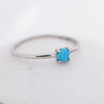 Genuine Turquoise Stone Ring in Sterling Silver, US 5 - 8, Natural Blue Turquoise Ring, December Birthstone Ring