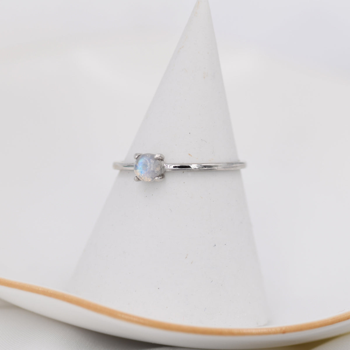 Genuine Moonstone Ring in Sterling Silver, US 5 - 8, Natural Moonstone Ring