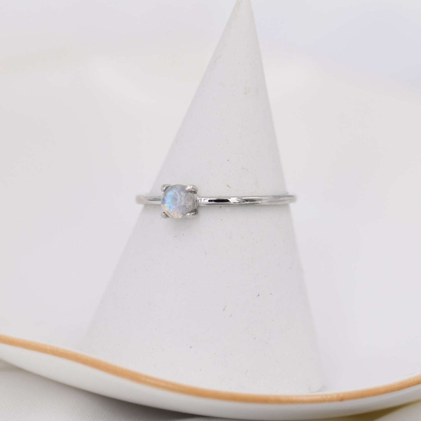 Genuine Moonstone Ring in Sterling Silver, US 5 - 8, Natural Moonstone Ring