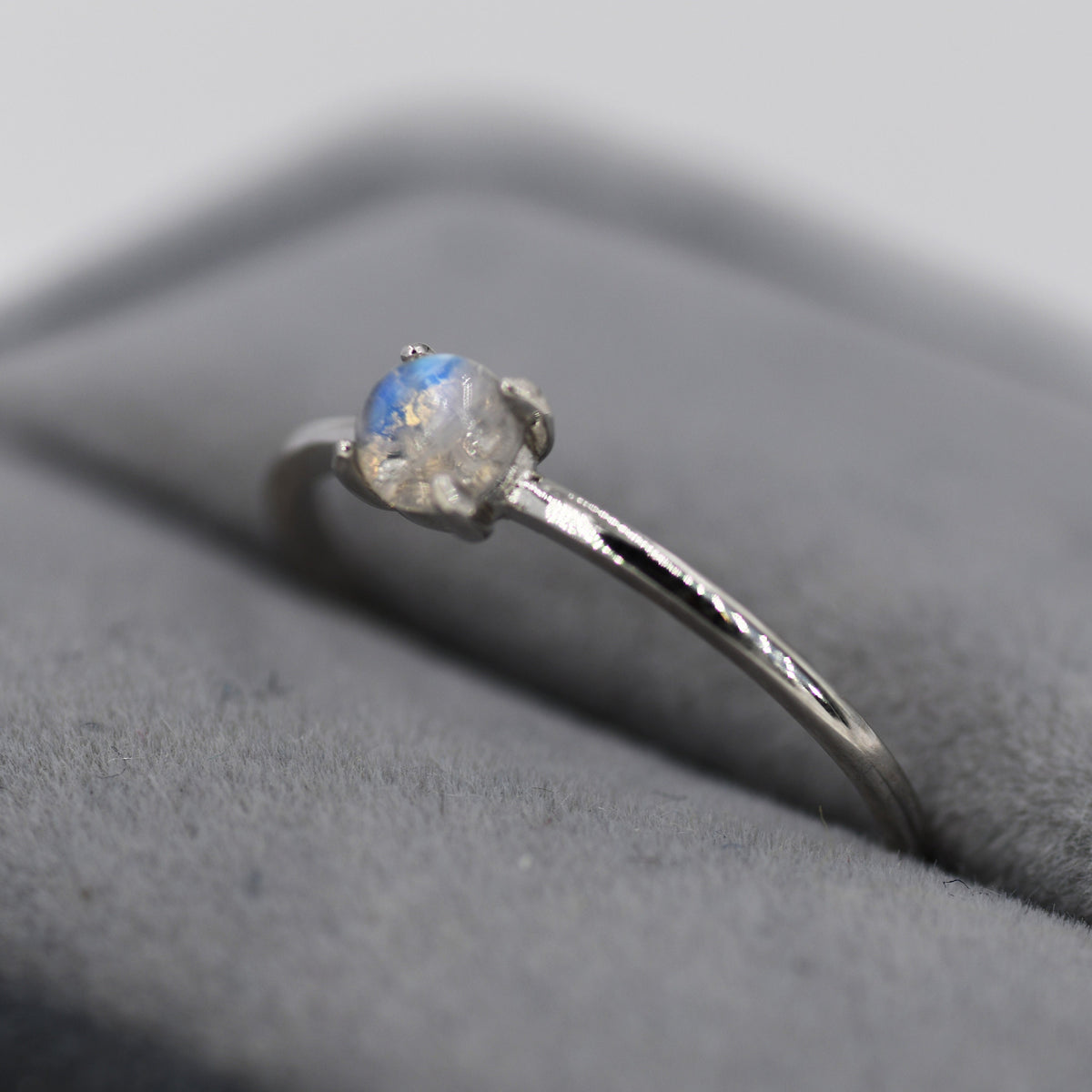 Genuine Moonstone Ring in Sterling Silver, US 5 - 8, Natural Moonstone Ring