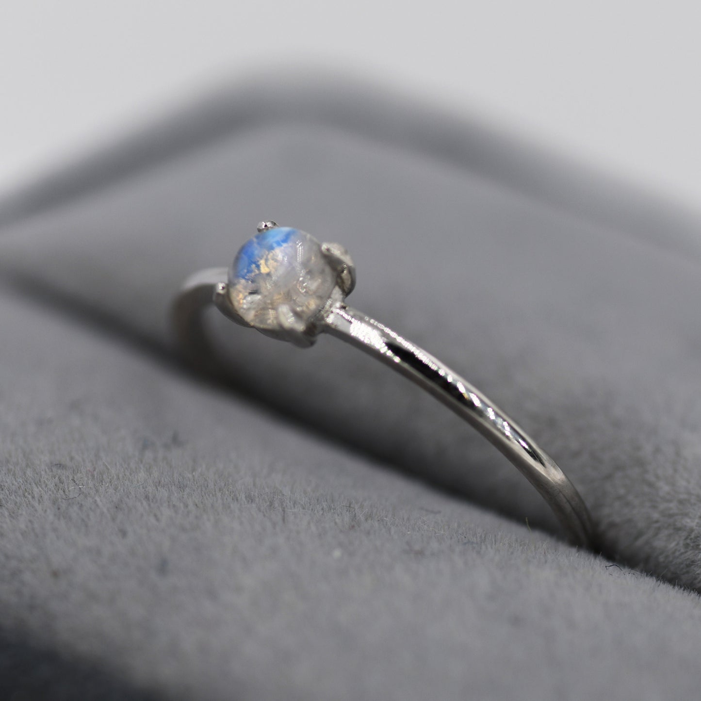 Genuine Moonstone Ring in Sterling Silver, US 5 - 8, Natural Moonstone Ring