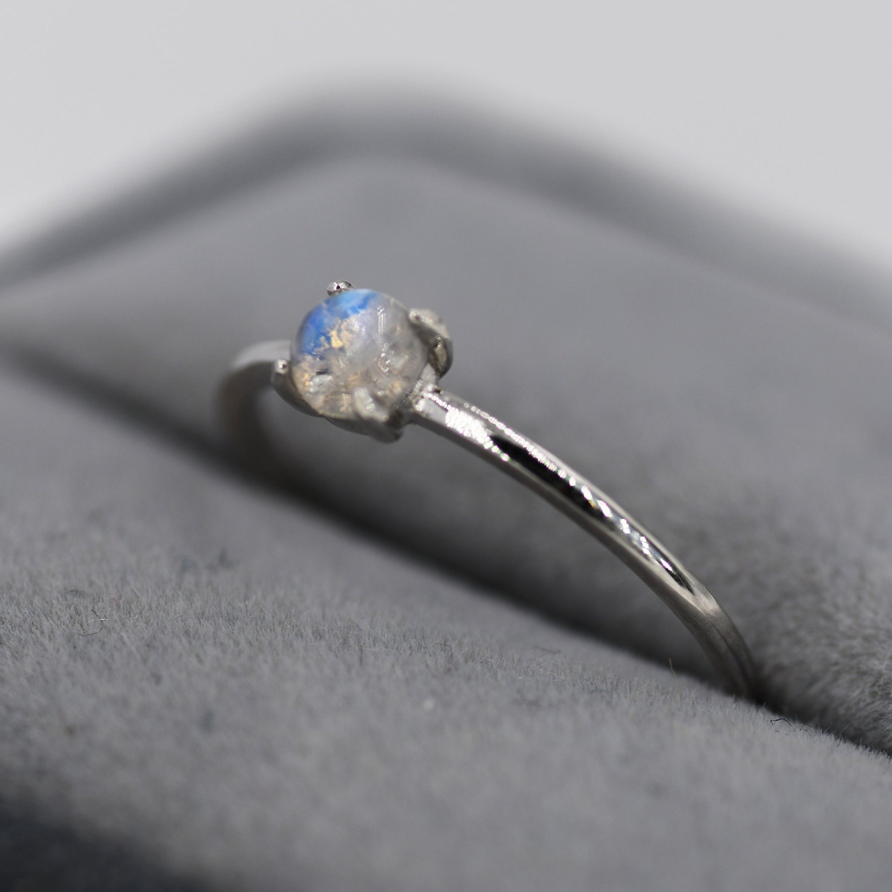Genuine Moonstone Ring in Sterling Silver, US 5 - 8, Natural Moonstone Ring