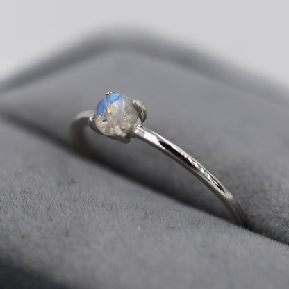 Genuine Moonstone Ring in Sterling Silver, US 5 - 8, Natural Moonstone Ring
