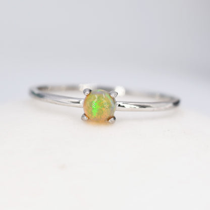 Genuine Opal Ring in Sterling Silver, US 5 - 8, Natural Opal Stone Ring, Ethiopian Opal