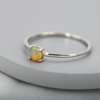 Genuine Opal Ring in Sterling Silver, US 5 - 8, Natural Opal Stone Ring, Ethiopian Opal