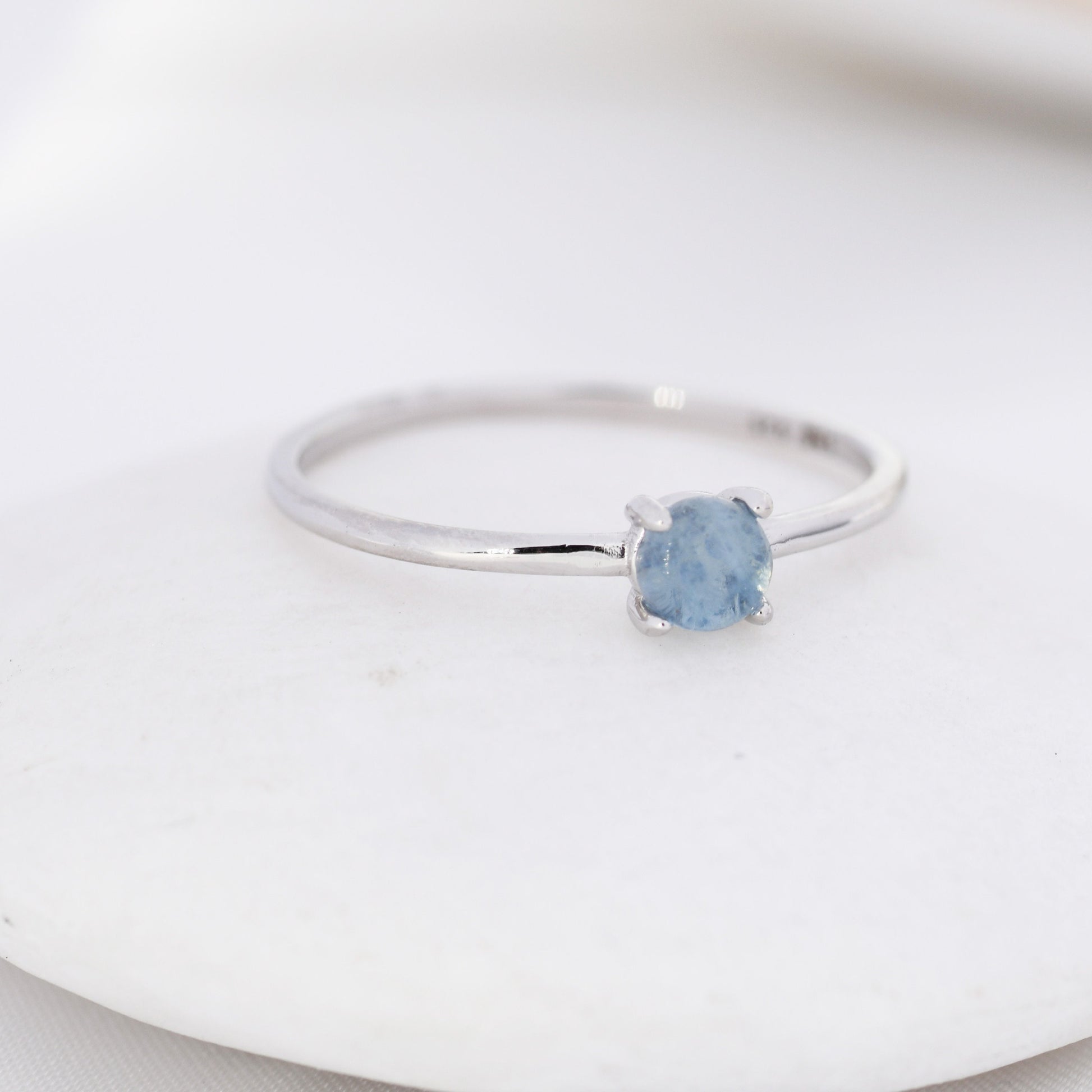 Genuine Aquamarine Stone Ring in Sterling Silver, US 5 - 8, Natural Aquamarine Ring, March Birthstone Ring