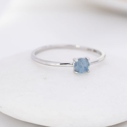 Genuine Aquamarine Stone Ring in Sterling Silver, US 5 - 8, Natural Aquamarine Ring, March Birthstone Ring