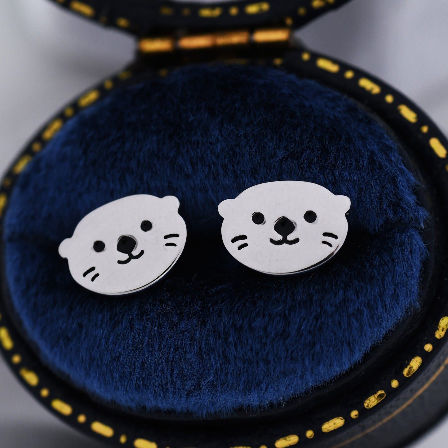 Otter Stud Earrings in Sterling Silver, Otter Head Earrings, Nature Inspired Animal Earrings