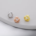 Sterling Silver Love Knot Stud Earrings, Also in Gold Finish or Rose Gold Finish, Dainty Knot Earrings, Bridesmaid's Jewellery