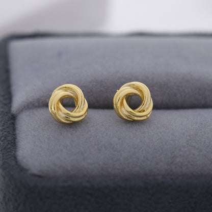 Sterling Silver Love Knot Stud Earrings, Also in Gold Finish or Rose Gold Finish, Dainty Knot Earrings, Bridesmaid's Jewellery