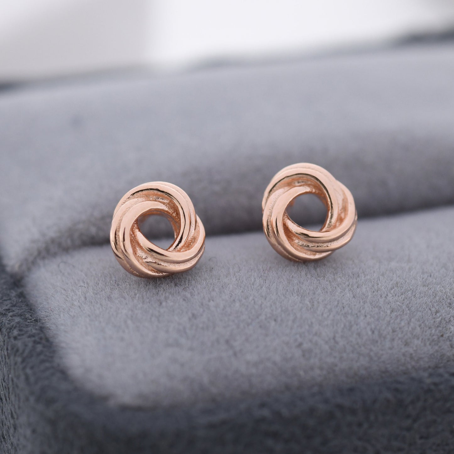 Sterling Silver Love Knot Stud Earrings, Also in Gold Finish or Rose Gold Finish, Dainty Knot Earrings, Bridesmaid's Jewellery