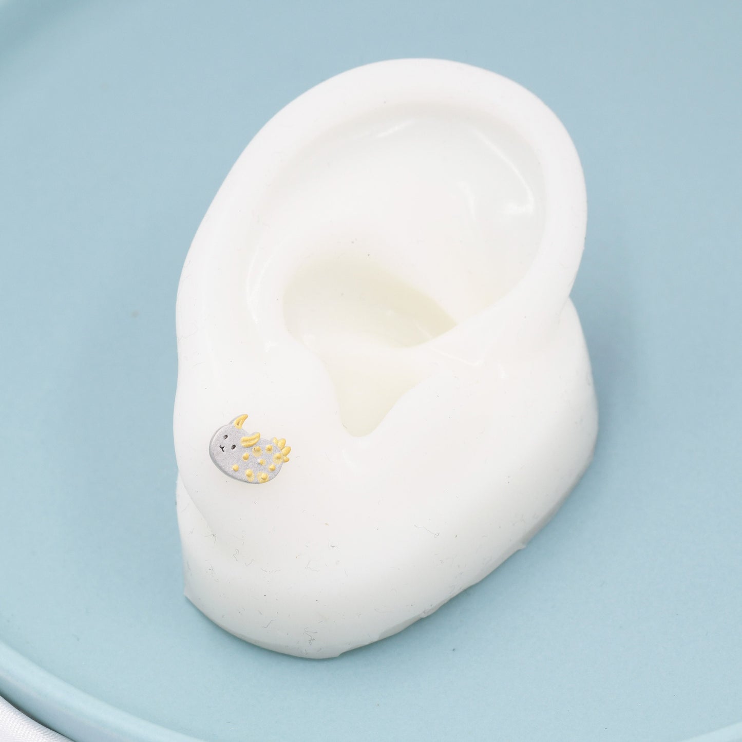 Sea Bunny Stud Earrings in Sterling Silver, Sea Slug Earrings, Rabbit Earrings, Nature Inspired Animal Earrings, Ocean Animal