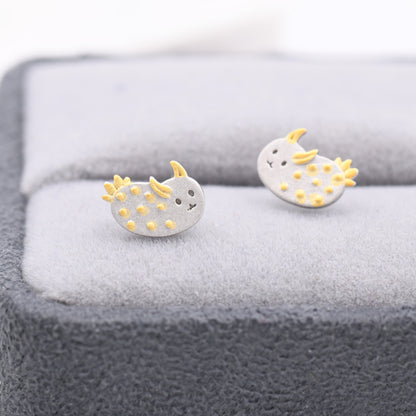 Sea Bunny Stud Earrings in Sterling Silver, Sea Slug Earrings, Rabbit Earrings, Nature Inspired Animal Earrings, Ocean Animal