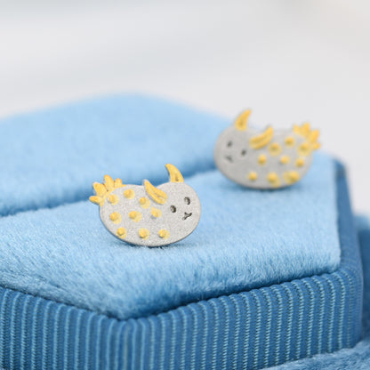 Sea Bunny Stud Earrings in Sterling Silver, Sea Slug Earrings, Rabbit Earrings, Nature Inspired Animal Earrings, Ocean Animal