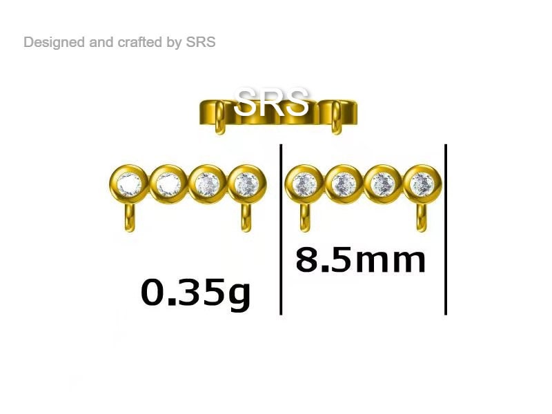 CZ Horizontal Bar Chained Stud Earrings in Sterling Silver, Silver, Gold or Rose Gold, Dangle Chain Earrings, Single Piercing