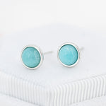 Sterling Silver Amazonite Stud Earrings, 5mm, Genuine Amazonite Gemstone Stud, Bezel, Minimalist Style