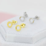 Sterling Silver Very Tiny Little Karma Circle Stud Earrings Minimalist Geometric Jewellery, Textured Finish