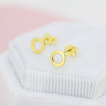 Sterling Silver Very Tiny Little Karma Circle Stud Earrings Minimalist Geometric Jewellery, Textured Finish