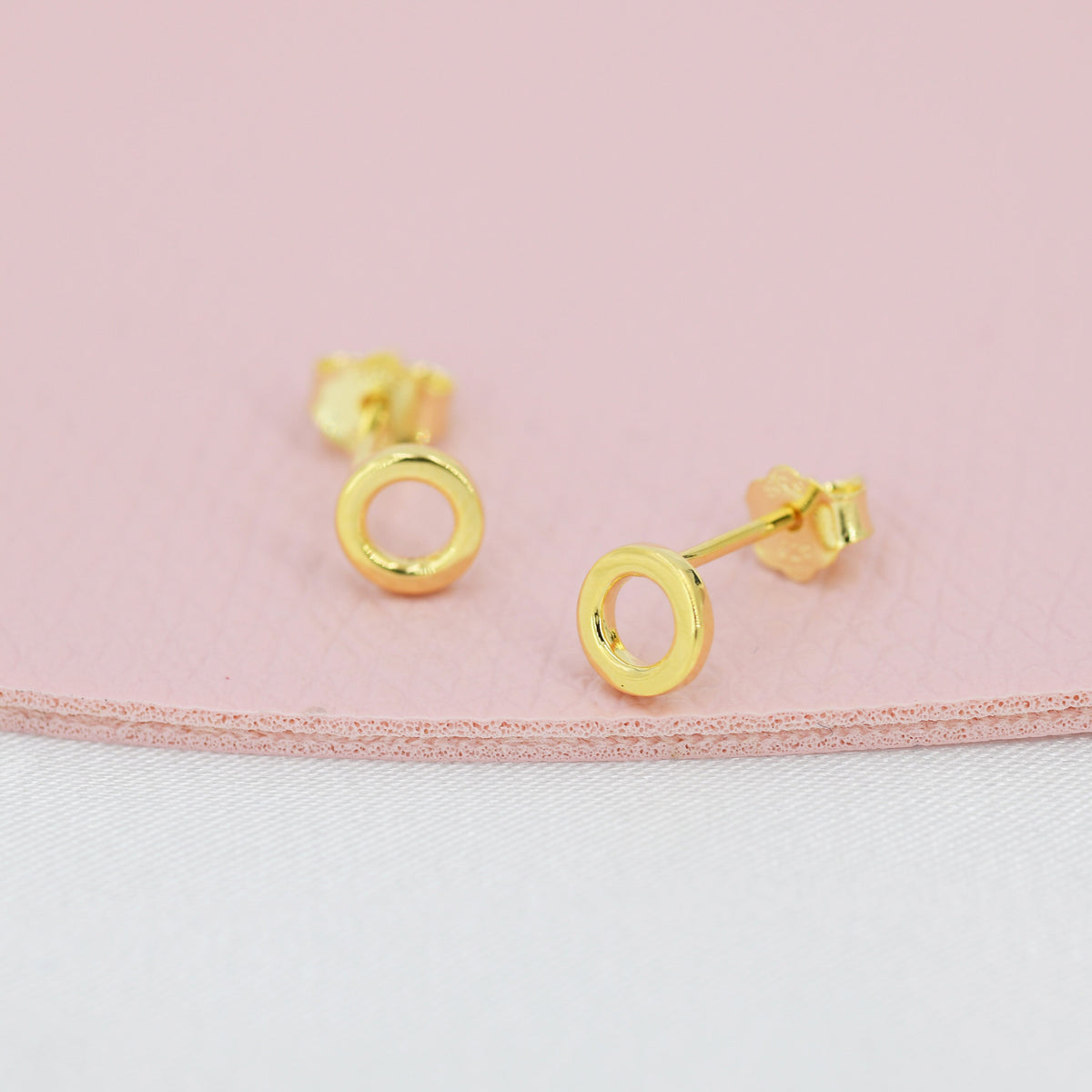 Sterling Silver Very Tiny Little Karma Circle Stud Earrings Minimalist Geometric Jewellery, Textured Finish