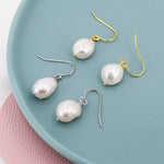 Genuine Baroque Pearl Dangle Earrings in Sterling Silver, Keshi Pearl Earrings, Natural Freshwater Pearls, Silver or Gold