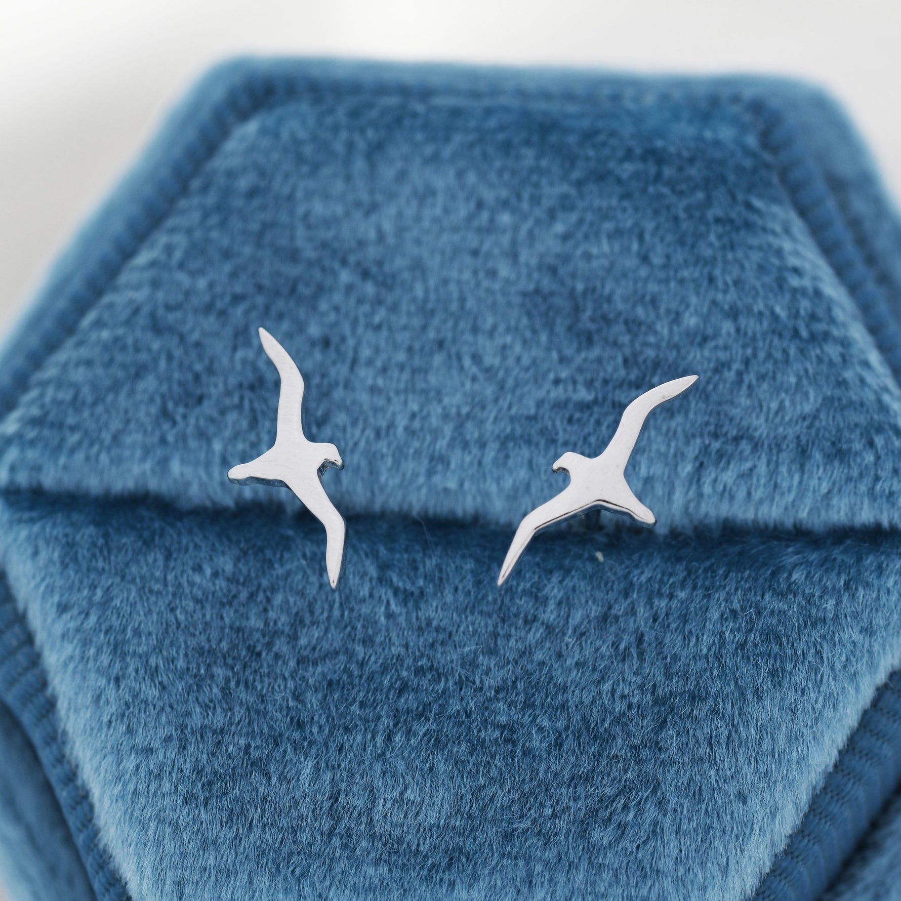 Albatross Bird Stud Earrings in Sterling Silver, Silver or Gold, Seagull Earrings, Flying Bird Earrings, Nature Inspired Animal Earrings