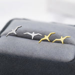 Albatross Bird Stud Earrings in Sterling Silver, Silver or Gold, Seagull Earrings, Flying Bird Earrings, Nature Inspired Animal Earrings