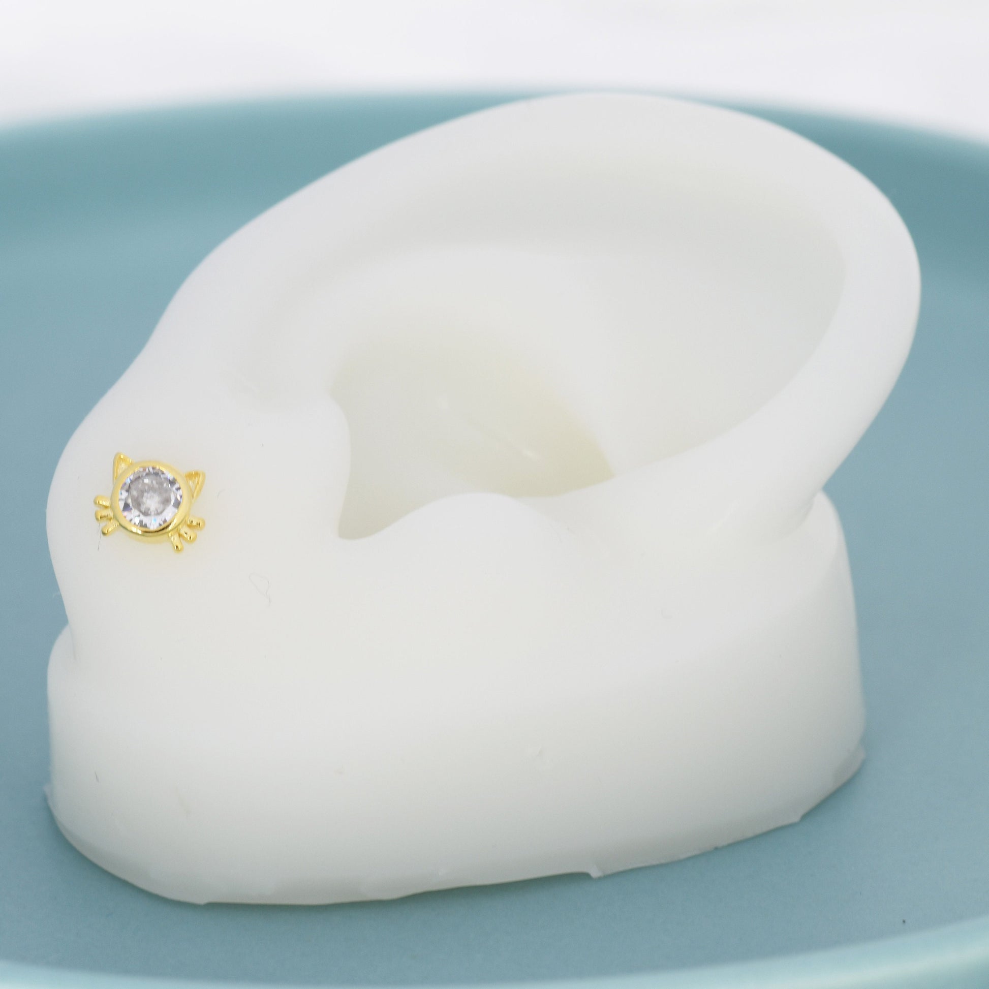 CZ Cat Stud Earrings in Sterling Silver, Silver or Gold, Cat Lover Earrings, Minimalist Cat Earrings, Nature Inspired Animal Earrings