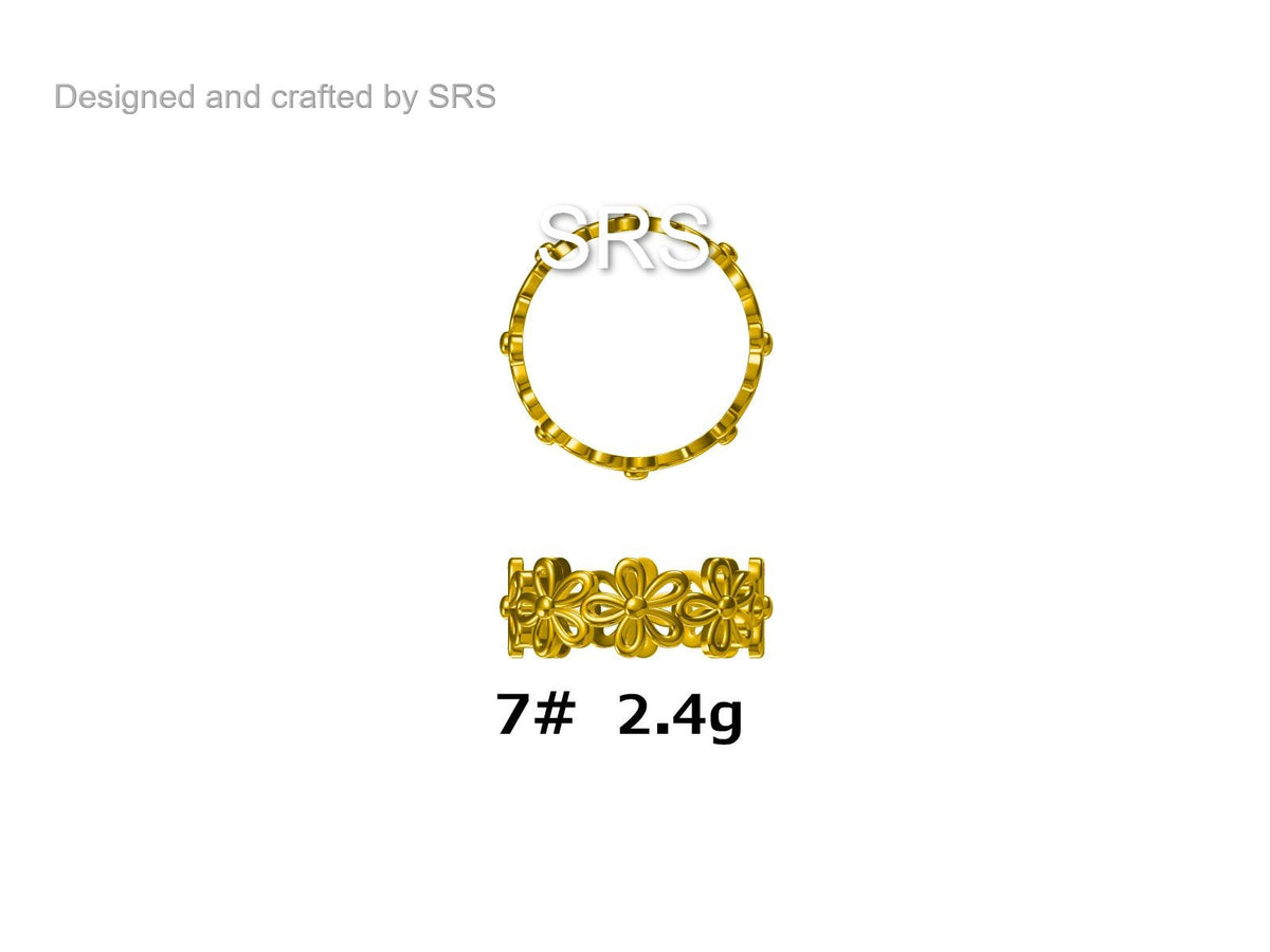 Forget-me-not Flower Infinity Ring in Sterling Silver, Flower Ring, Silver and Gold Floral Ring, US 5-8