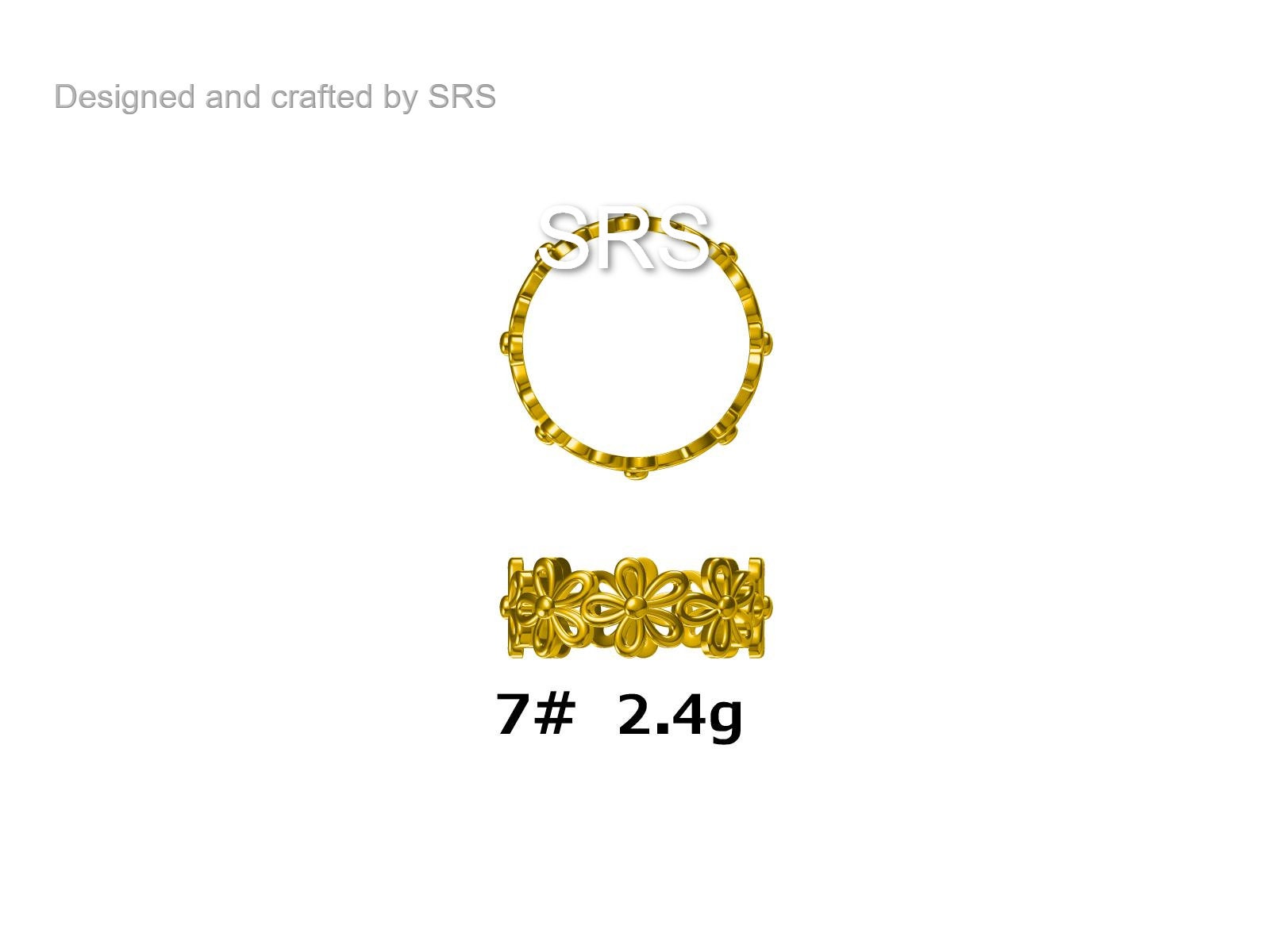 Forget-me-not Flower Infinity Ring in Sterling Silver, Flower Ring, Silver and Gold Floral Ring, US 5-8