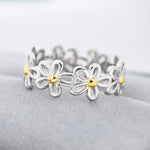 Forget-me-not Flower Infinity Ring in Sterling Silver, Flower Ring, Silver and Gold Floral Ring, US 5-8