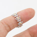 Forget-me-not Flower Infinity Ring in Sterling Silver, Flower Ring, Silver and Gold Floral Ring, US 5-8